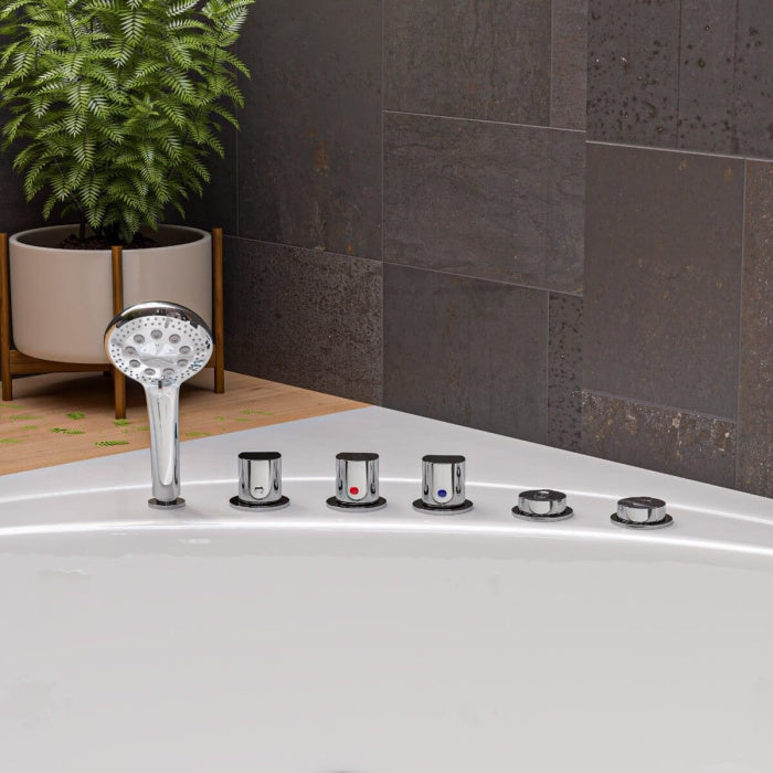 EAGO Rounded Modern Double Seat Corner Whirlpool Bath Tub with Fixtures