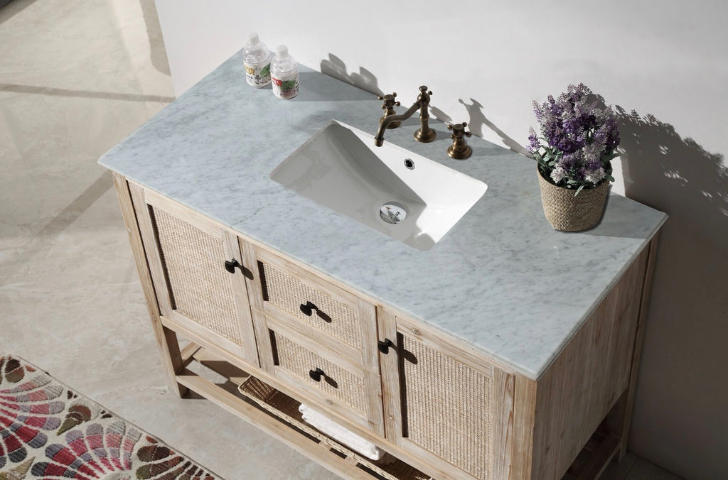 Legion Furniture Solid Wood Sink Vanity With Marble Top -NO Faucet 36", 48", 60"