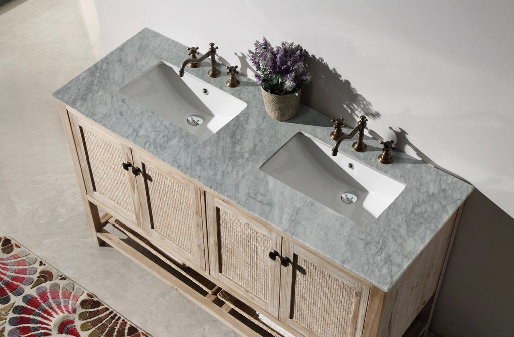 Legion Furniture Solid Wood Sink Vanity With Marble Top -NO Faucet 36", 48", 60"