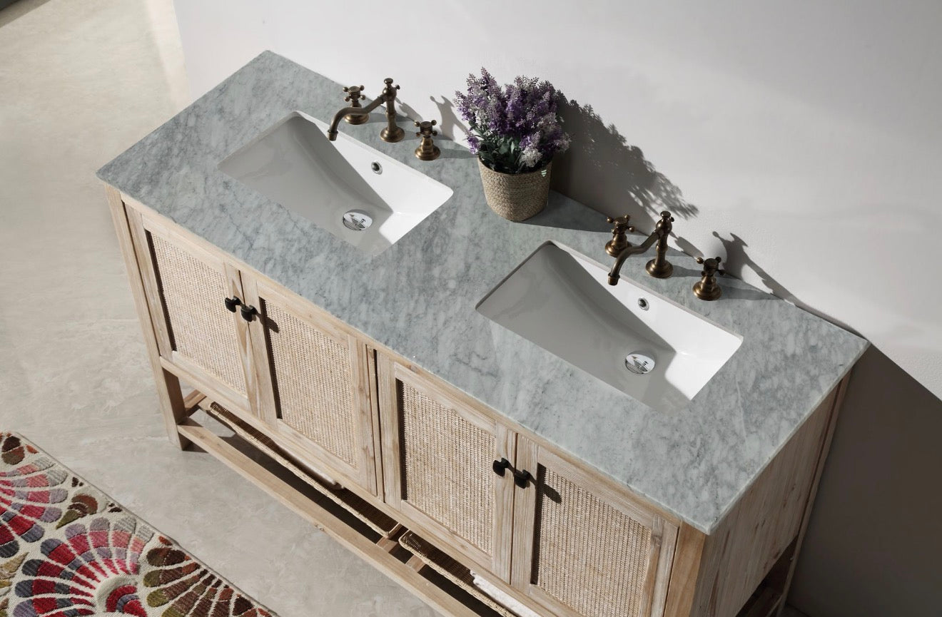 Legion Furniture Solid Wood Sink Vanity With Marble Top -NO Faucet 36", 48", 60"