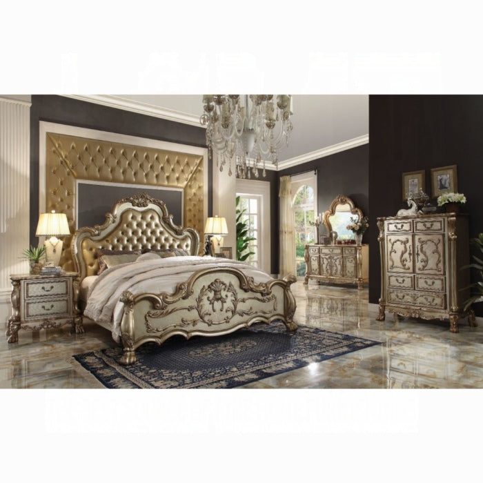 ACME Gold and White Dresden EK Bed