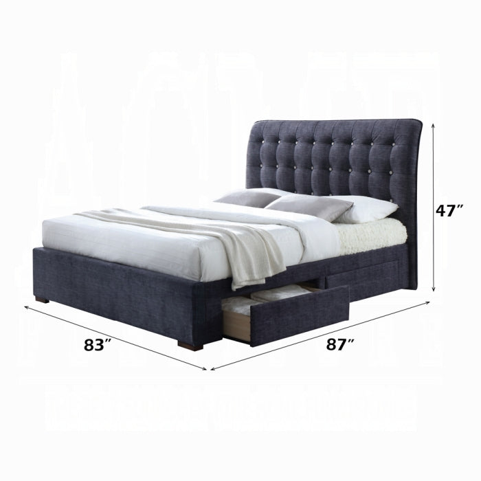 ACME Dark Gray Drorit EK Bed W/Storage