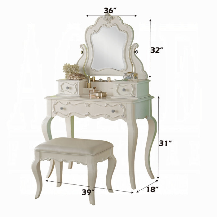 ACME White Edalene Vanity Desk W/Mirror
