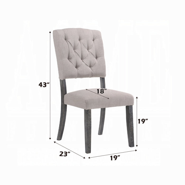 ACME Gray Weathered Bernard Side Chair (Set-2)