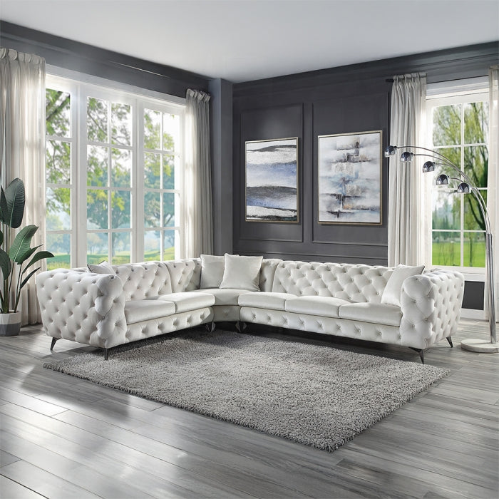 ACME White Atronia Sectional Sofa W/4 Pillows