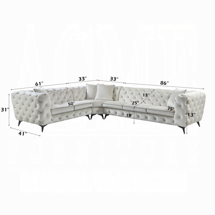 ACME White Atronia Sectional Sofa W/4 Pillows