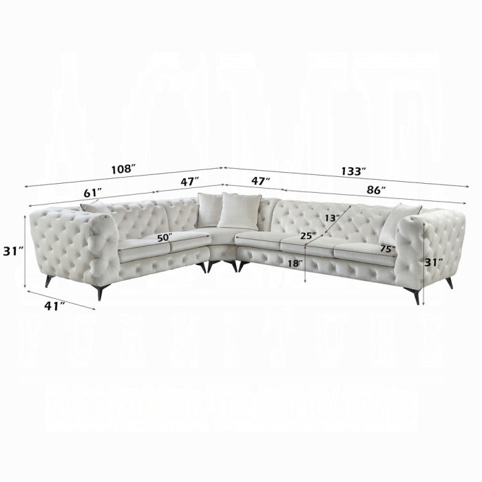 ACME White Atronia Sectional Sofa W/4 Pillows