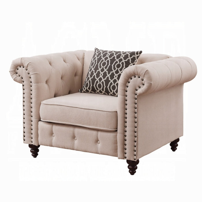 ACME Beige Aurelia Chair W/Pillow