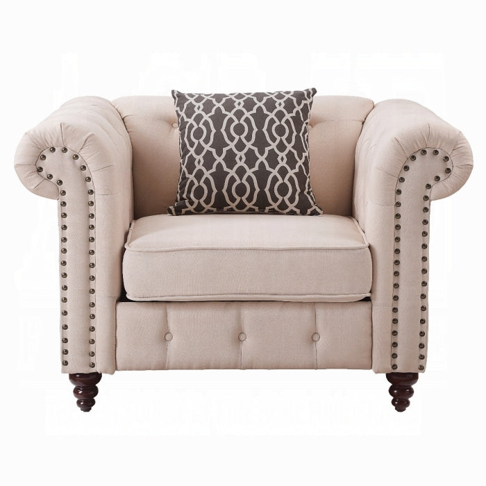 ACME Beige Aurelia Chair W/Pillow