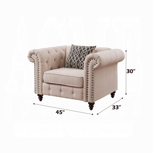 ACME Beige Aurelia Chair W/Pillow