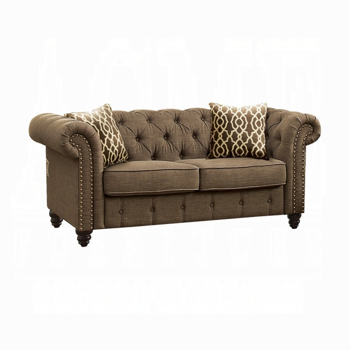 ACME Brown Aurelia Loveseat W/2 Pillows