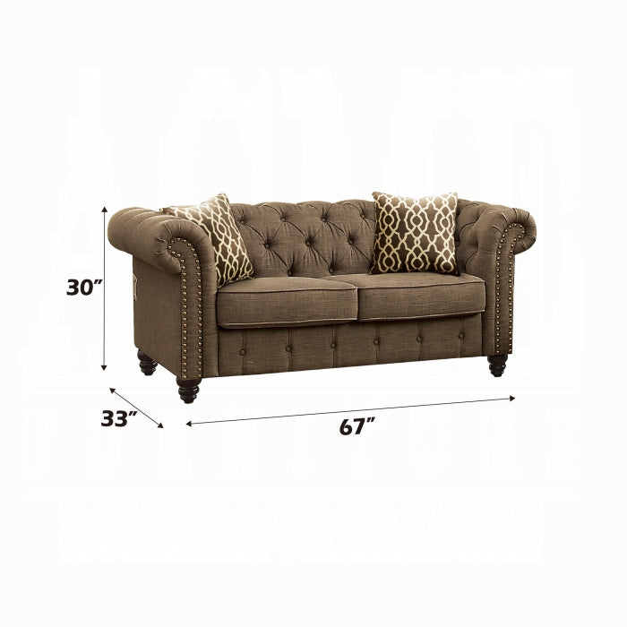 ACME Brown Aurelia Loveseat W/2 Pillows