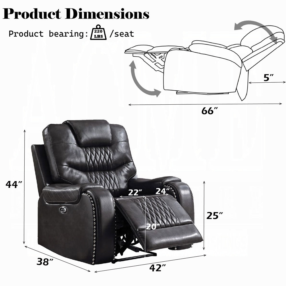ACME Dark Gray Braylon Power Motion Recliner