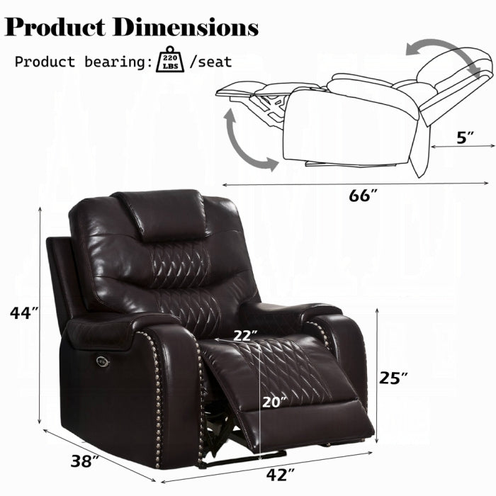 ACME Dark Brown Braylon Power Motion Recliner