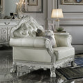ACME Synthetic Leather & Bone White Dresden Chair W/2 Pillows