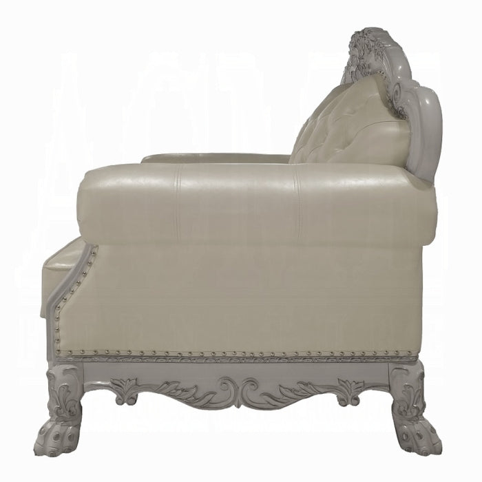 ACME Synthetic Leather & Bone White Dresden Chair W/2 Pillows