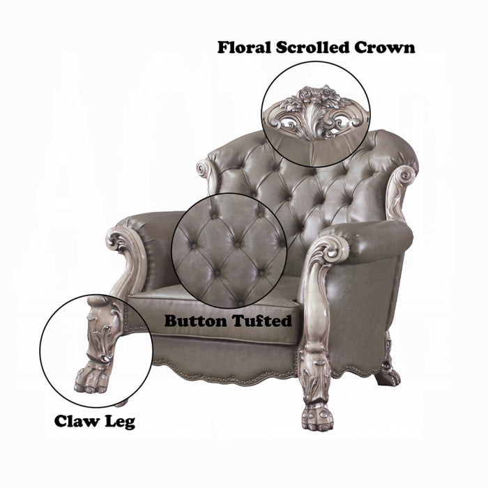 ACME Vintage Bone White Dresden Chair W/Pillow