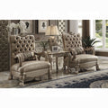 ACME Bone Velvet & Gold Patina Dresden Chair W/Pillow