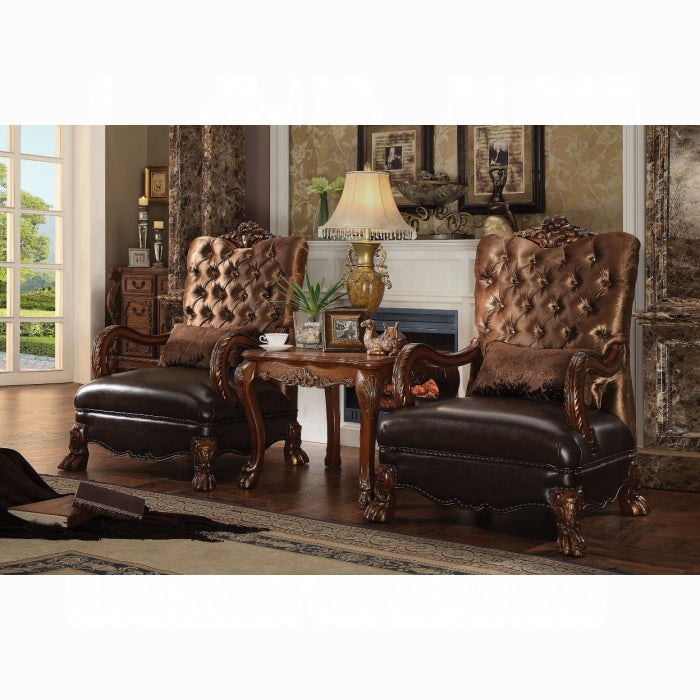 ACME Gold Brown & Cherry Oak Dresden Chair W/Pillow