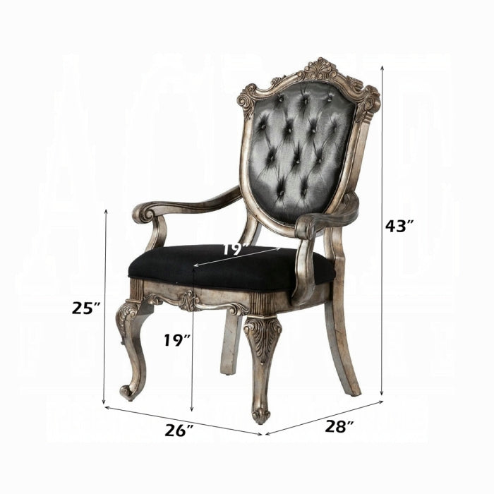 ACME Antique Platinum Chantelle Arm Chair (Set-2)