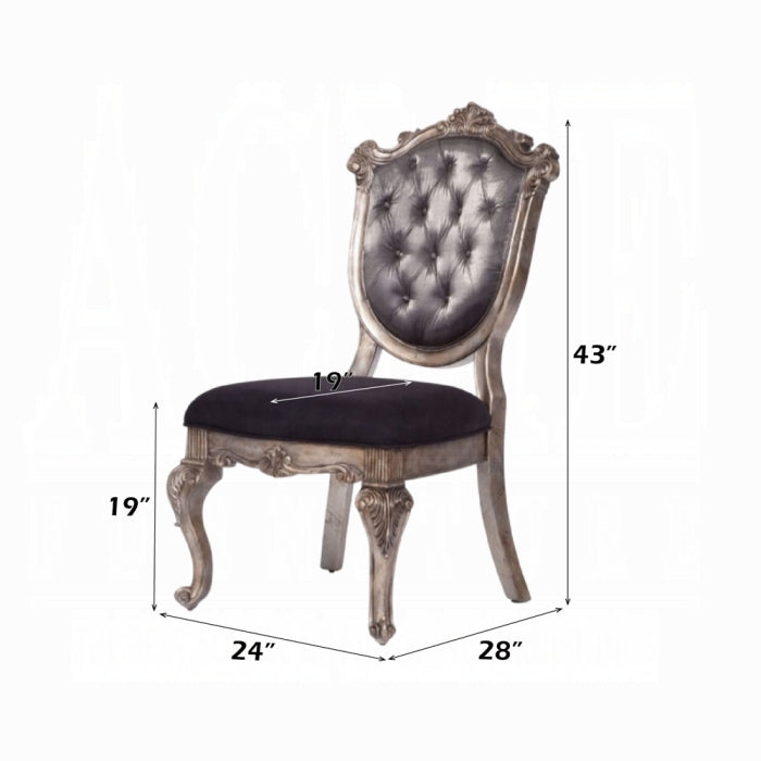 ACME Antique Platinum Chantelle Side Chair (Set-2)