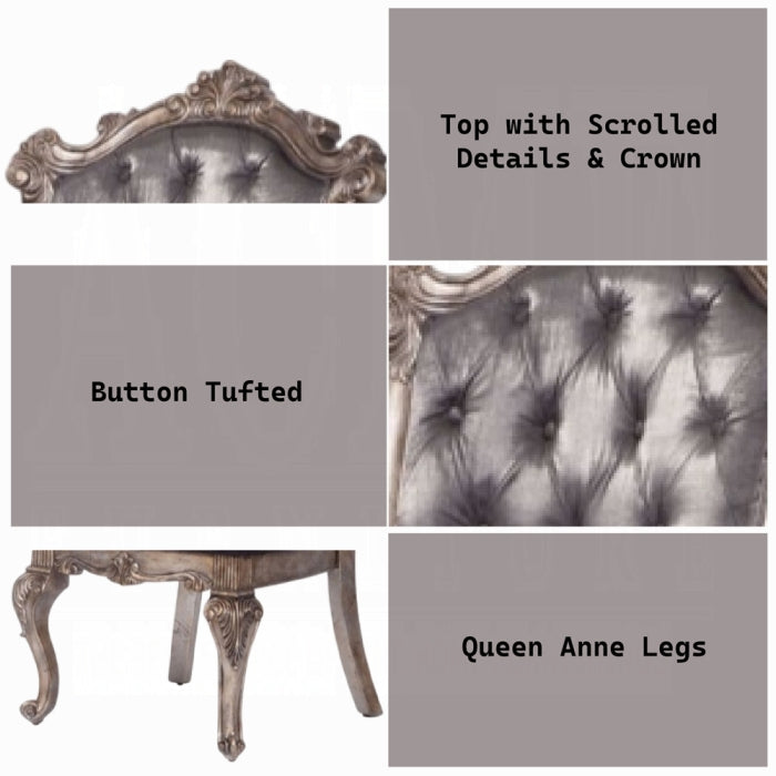 ACME Antique Platinum Chantelle Side Chair (Set-2)