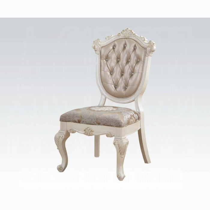 ACME Rose Gold & Pearl White Chantelle Side Chair (Set-2)