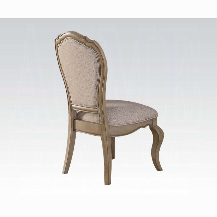 ACME Beige Fabric & Antique Taupe Chelmsford Side Chair (Set-2)
