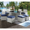 ACME Blue Fabric Paitalyi 9PC Bistro Set