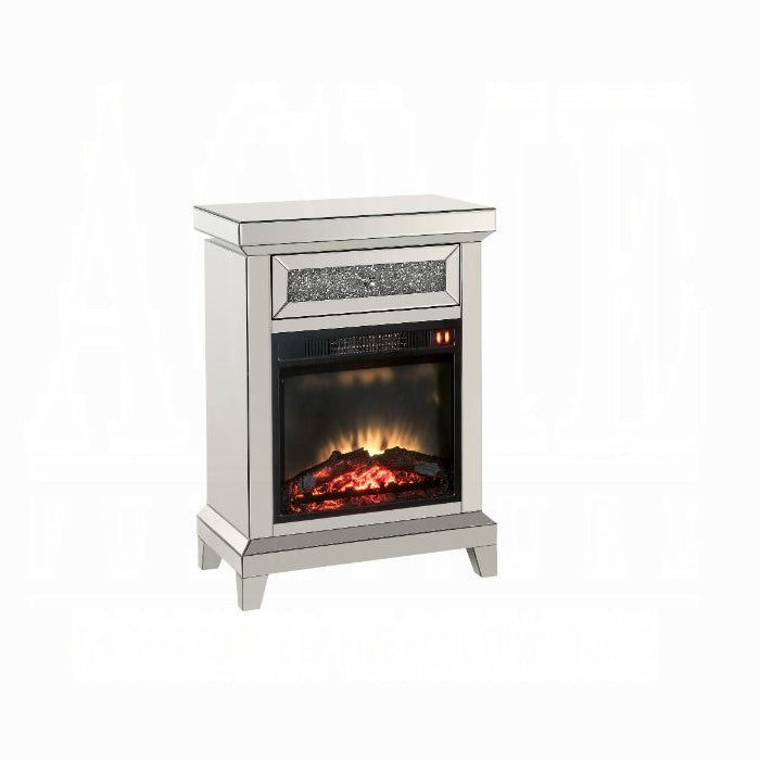 ACME  Mirrored & Faux Diamonds Noralie Fireplace