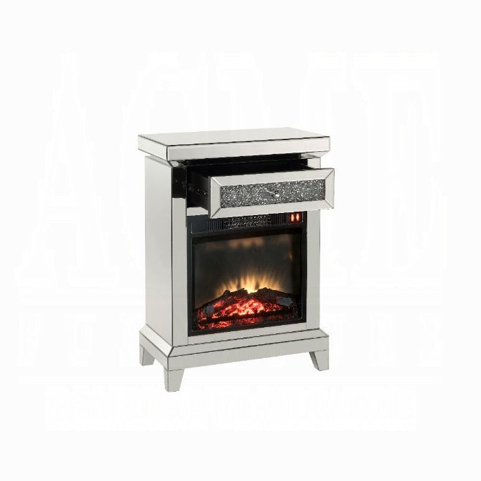 ACME  Mirrored & Faux Diamonds Noralie Fireplace