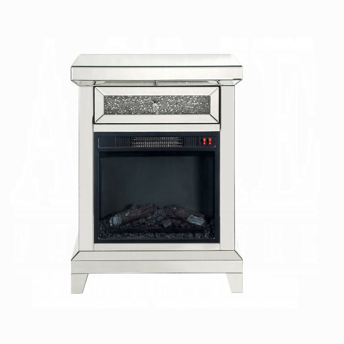 ACME  Mirrored & Faux Diamonds Noralie Fireplace