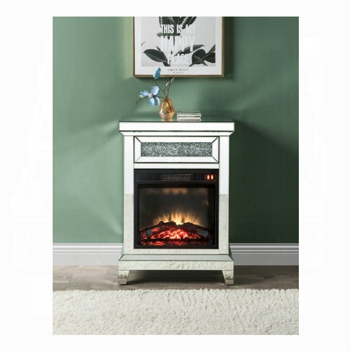 ACME  Mirrored & Faux Diamonds Noralie Fireplace