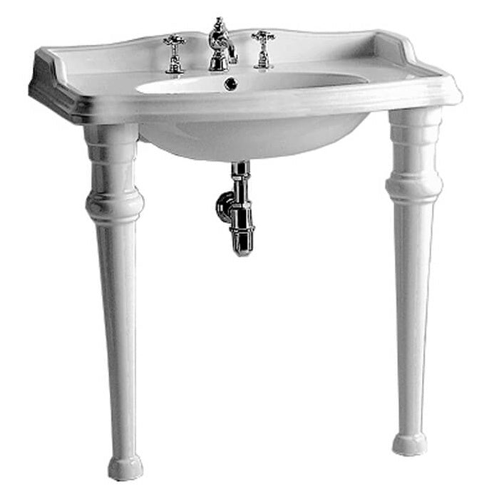 Whitehaus Isabella Collection Rectangular Console with integrated oval bowl