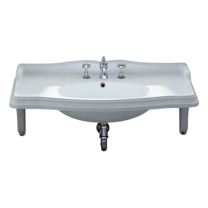 Whitehaus Isabella Collection Large Rectangular Wall Mount Basin with Integrated Oval Bowl
