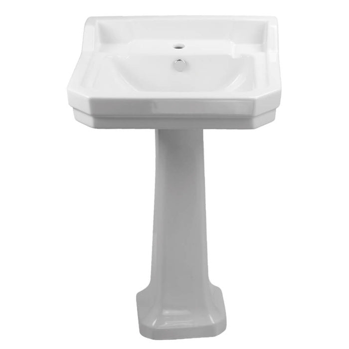 Whitehaus Isabella Collection Traditional Pedestal with Integrated Rectangular Bowl and overflow