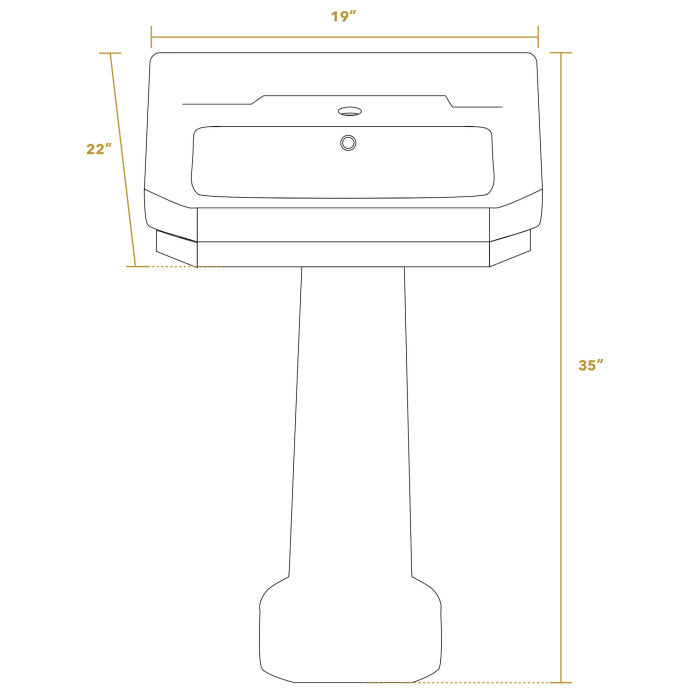 Whitehaus Isabella Collection Traditional Pedestal with Integrated Rectangular Bowl and overflow