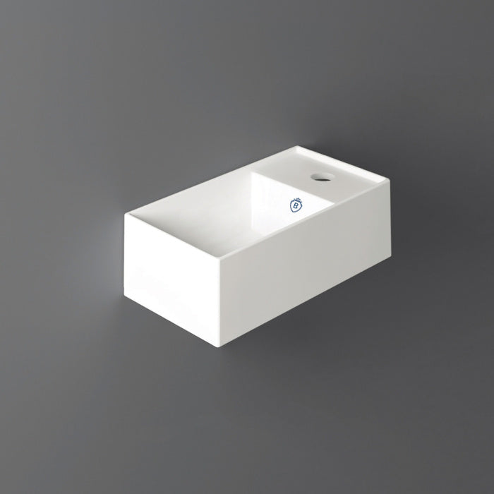 Whitehaus Britannia Rectangular Wall Mount Basin with Right Single Hole Dril