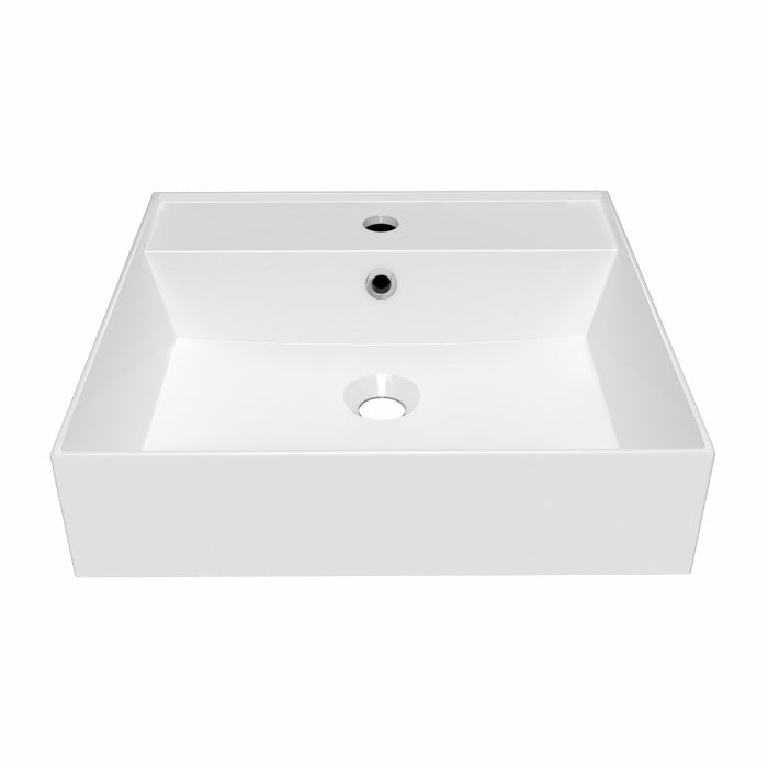 Whitehaus 20" Rectangular Wall Mount Basin with Single Faucet Drilling and Overflow