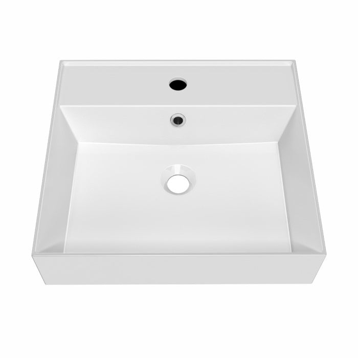 Whitehaus 20" Rectangular Wall Mount Basin with Single Faucet Drilling and Overflow