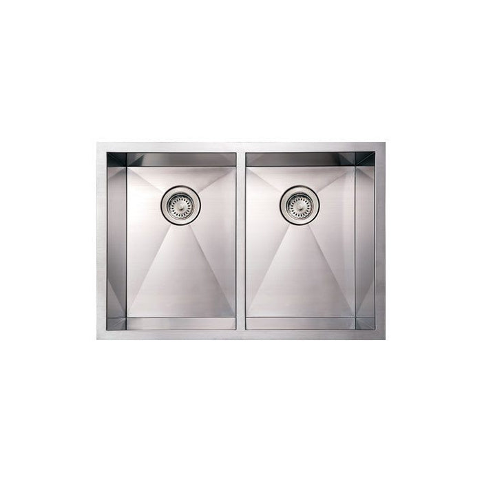 Whitehaus Noah's Collection Brushed Stainless Steel Double Bowl Undermount Sink