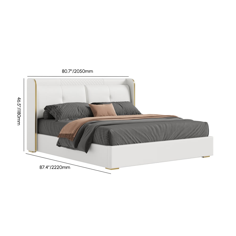 King Size Bouclé Upholstered Floating Bed Frame with Motion Sensor LED Lights