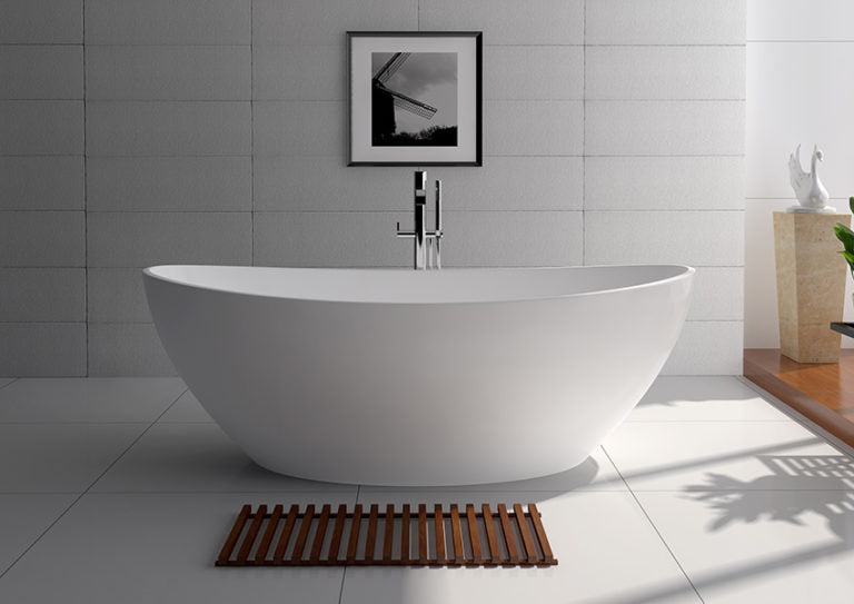 Legion Furniture Matte White Solid Surface Freestanding Bathtub – Model