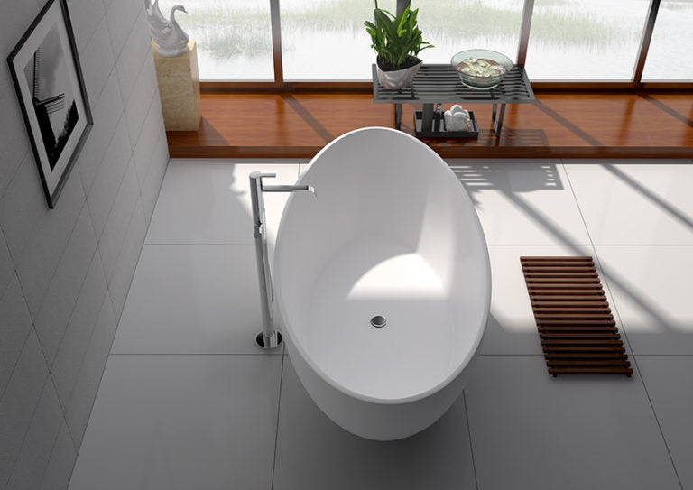 Legion Furniture Matte White Solid Surface Freestanding Bathtub – Model