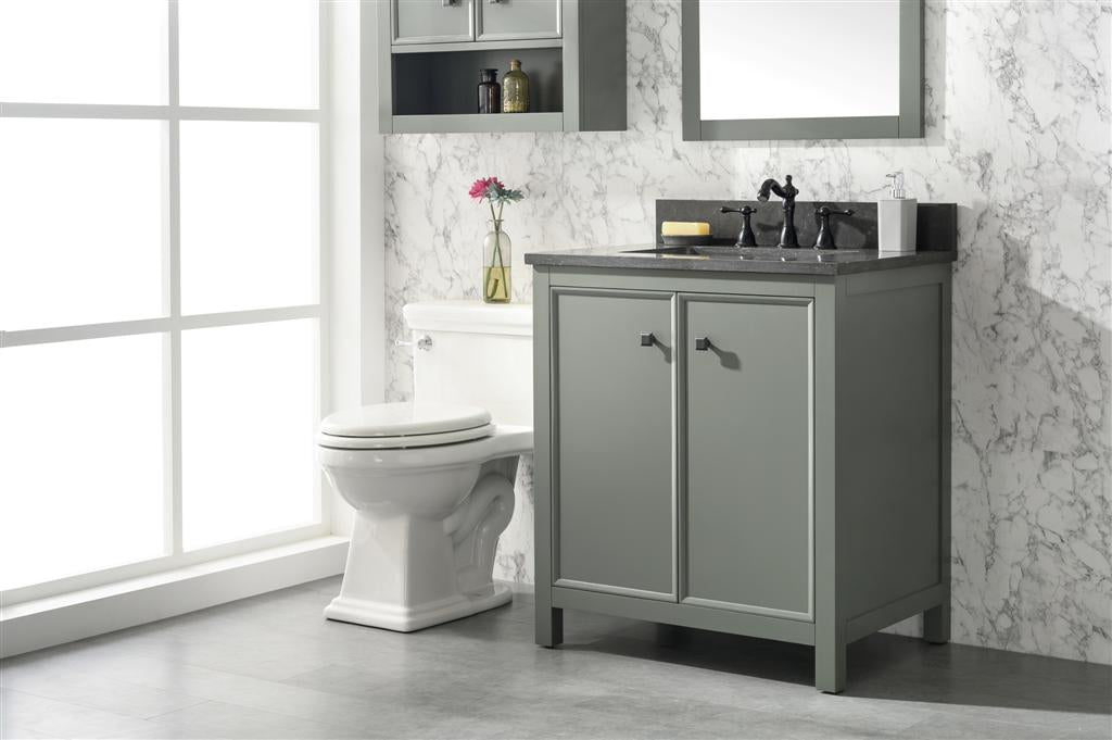 Legion Furniture 30" PEWTER GREEN FINISH SINK VANITY CABINET WITH BLUE LIME STONE TOP