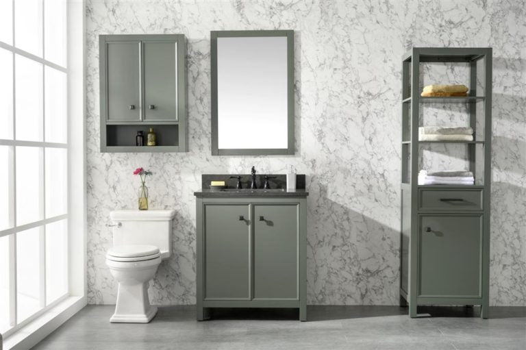 Legion Furniture 30" PEWTER GREEN FINISH SINK VANITY CABINET WITH BLUE LIME STONE TOP