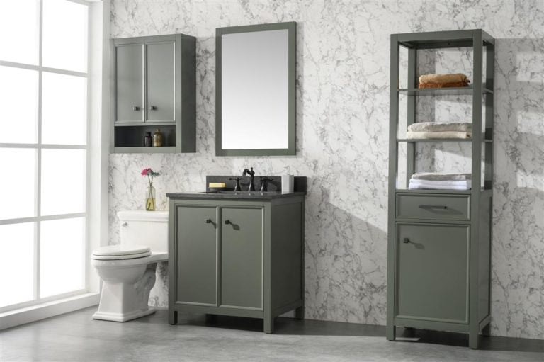 Legion Furniture 30" PEWTER GREEN FINISH SINK VANITY CABINET WITH BLUE LIME STONE TOP