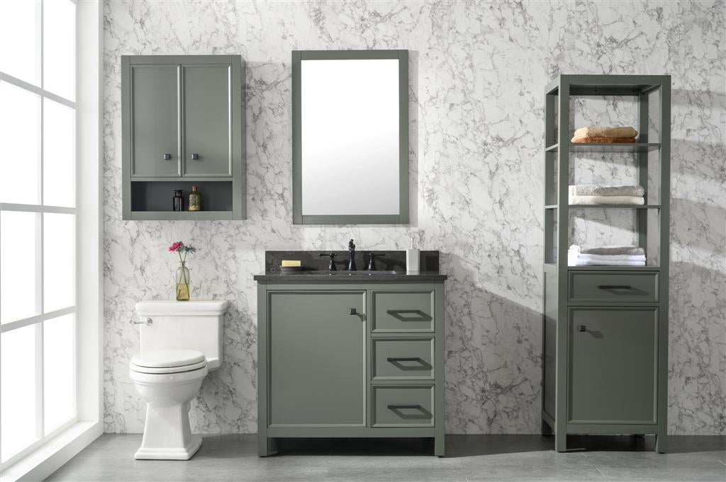 Legion Furniture 36" PEWTER GREEN FINISH SINK VANITY CABINET WITH BLUE LIME STONE TOP