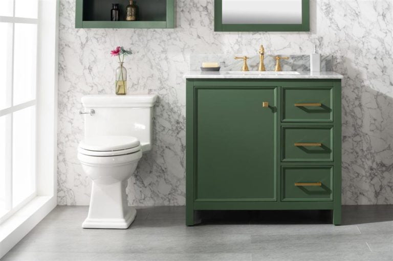 Legion Furniture 36" FINISH SINK VANITY CABINET WITH CARRARA WHITE TOP