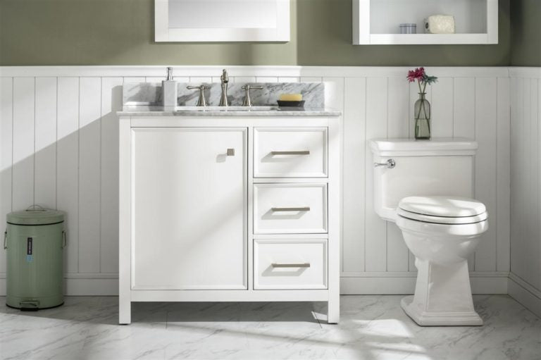 Legion Furniture 36" FINISH SINK VANITY CABINET WITH CARRARA WHITE TOP